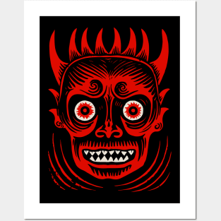 Lino Cut Devil Posters and Art